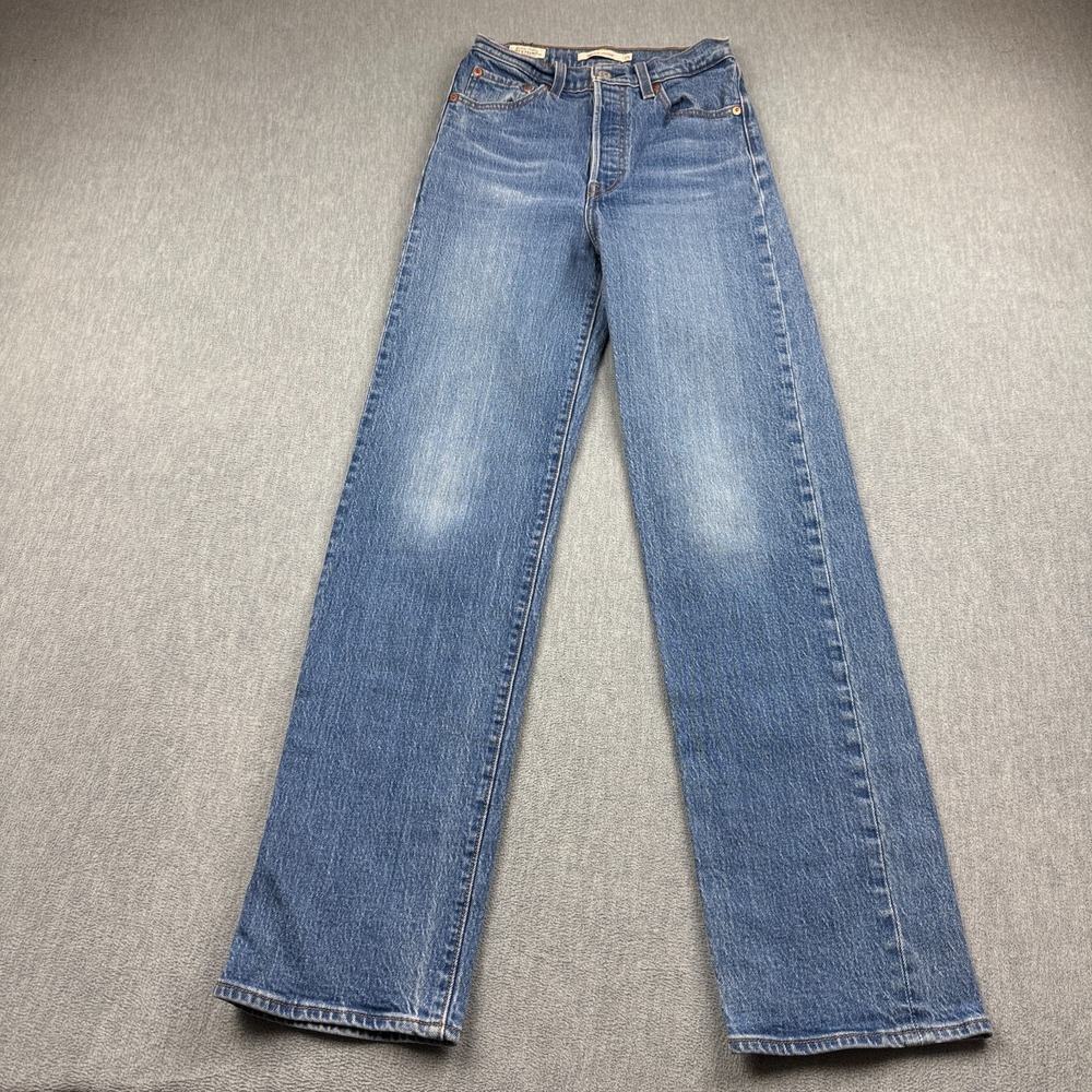Levis Jeans Womens 25x31 Blue Ribcage Straight Ankle Medium Wash High Rise Pants